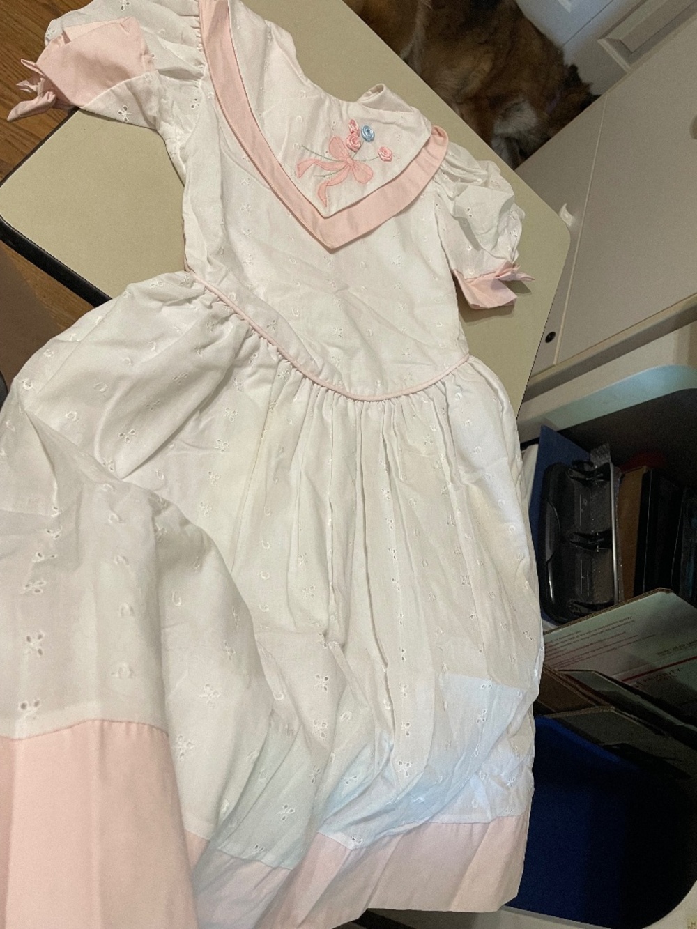 Girls Jane Copeland White eyelet with Pink trim - size 6X